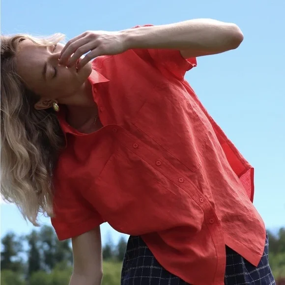 Power of my People Rust Wayward Fit Ss button up shirt, size xxs - Picture 1 of 13